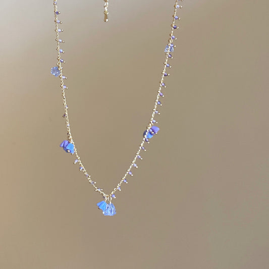 Temperament Violet Colored Stone Necklace