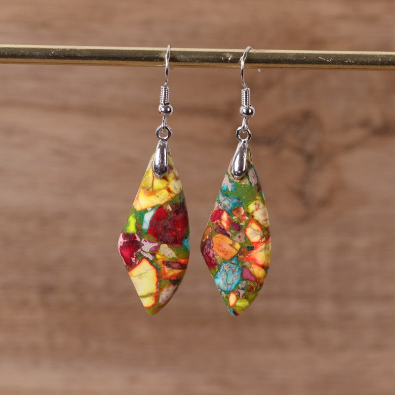 Geometric Flower Colored Drop Earrings for Women