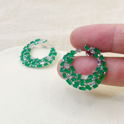 Green Zircon Sugar Shape Earrings