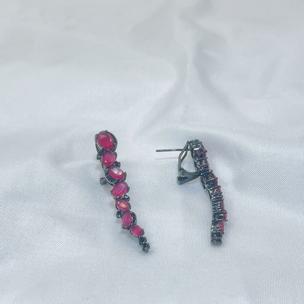 Irregular Oval Shape Pink Zircon Earrings