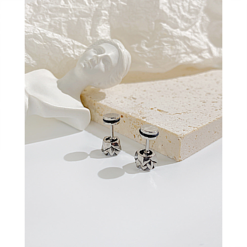 Stainless Steel Bud Shape Stud Earrings