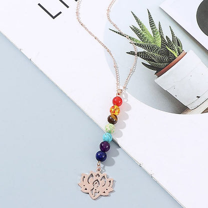 Chakra Lotus Flower Gemstone Necklace