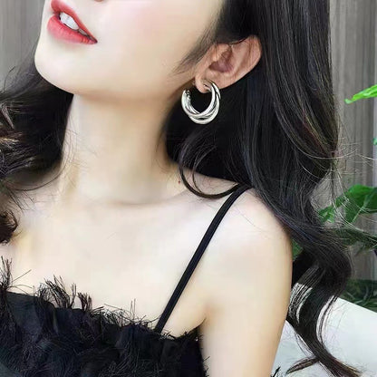 Irregular C-shaped Niche Design High Quality Non-fading Stainless Steel Earrings