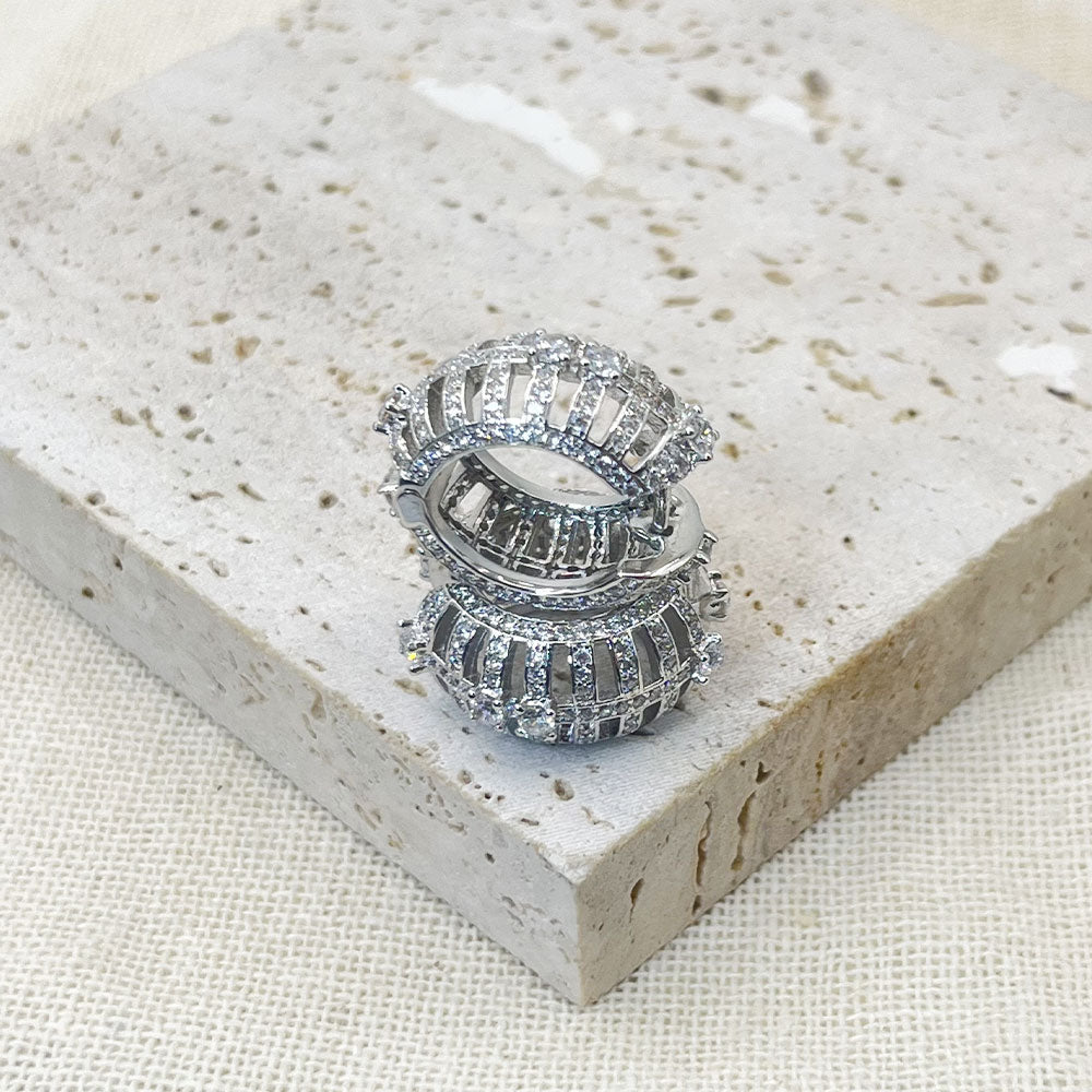 Chunky Hollow Inaild Zircon Earrings