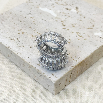 Chunky Hollow Inaild Zircon Earrings