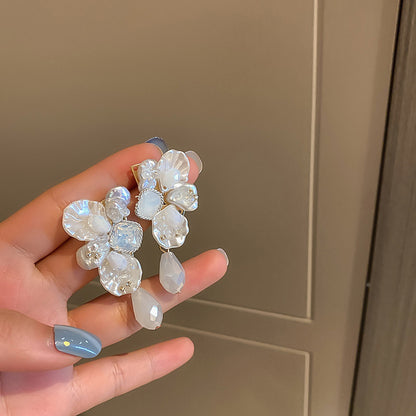Petal Earrings Crystal Pearl Zircon Earrings