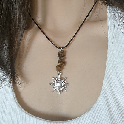 Butterfly Tassel Leather Wax Thread Necklace