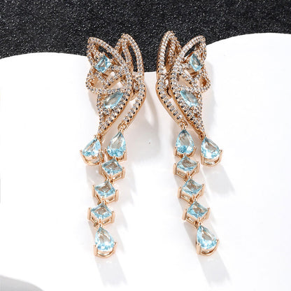 Colorful Zircon Butterfly Luxury Earrings for Women