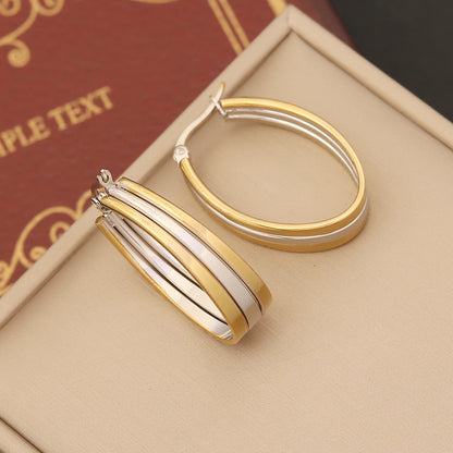 Stainless Steel Double Hoop Earrings