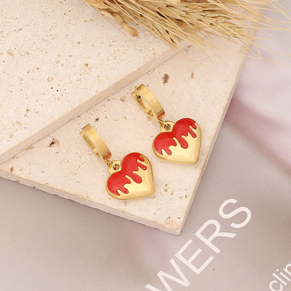 Stainless Steel Colored Love Drop Earrings