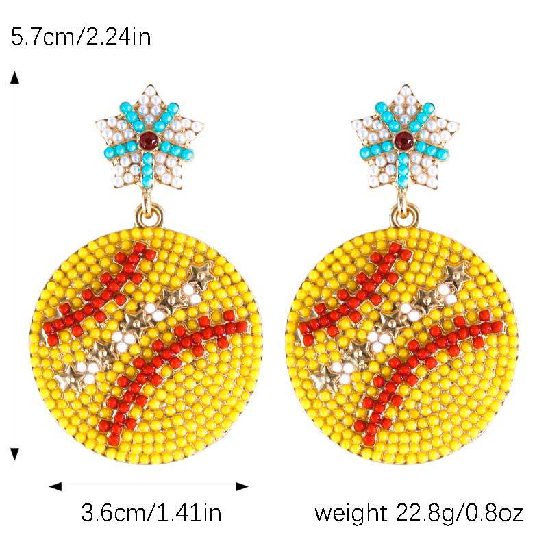 Casual Sports Style Baseball Bead Alloy Earrings