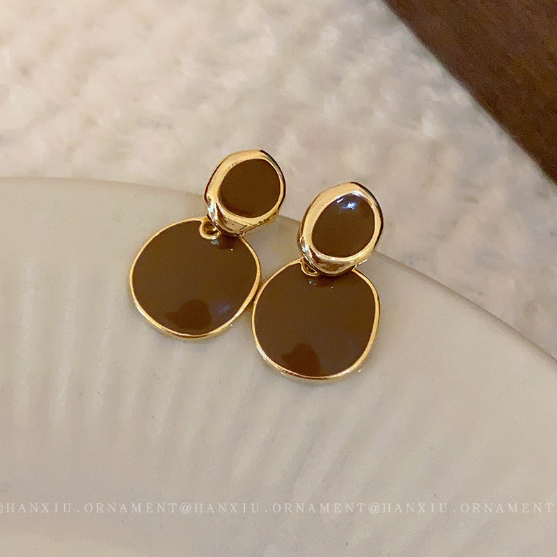 Silver Needle Irregular Round Earrings