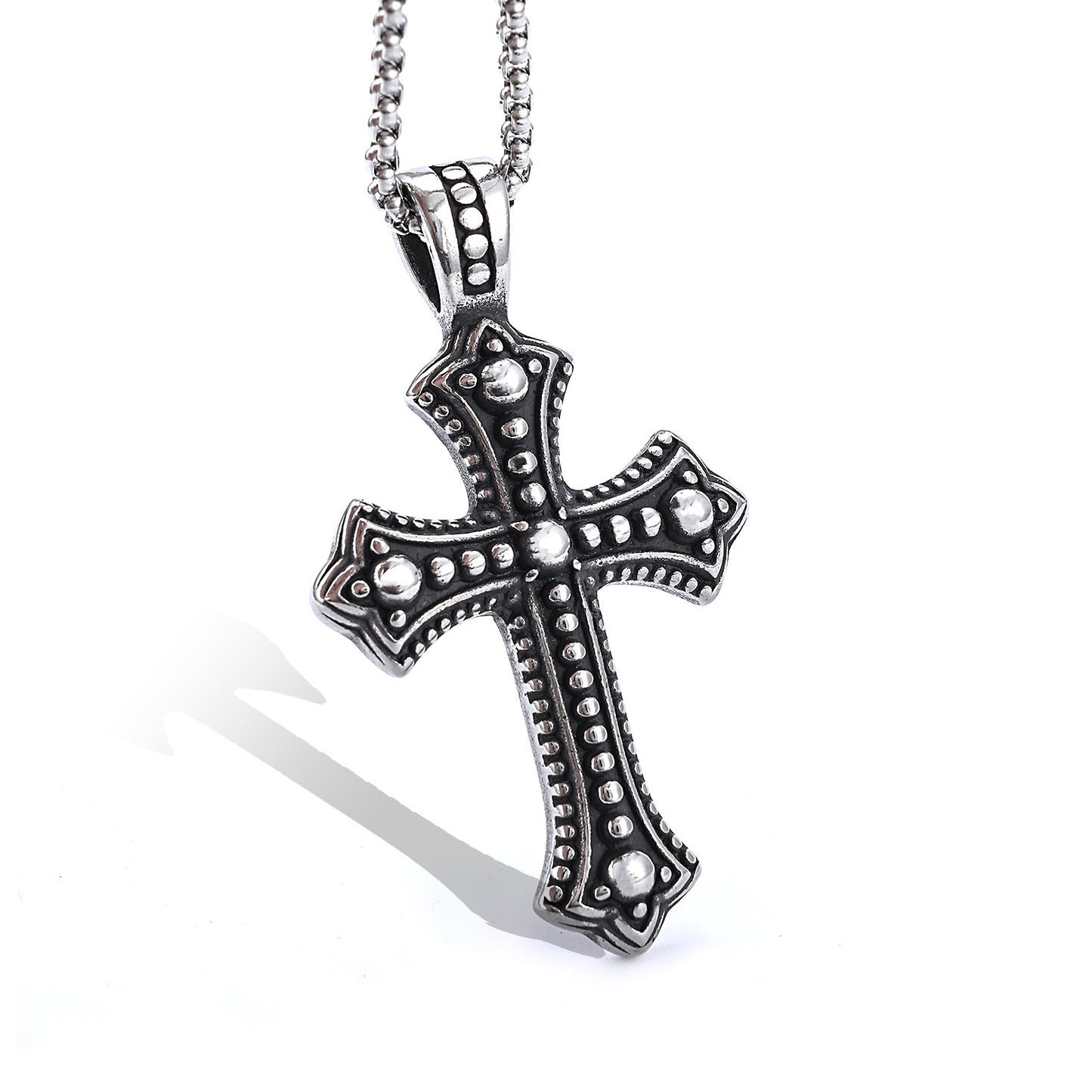 Stainless Steel Pendant with Pitted Cross