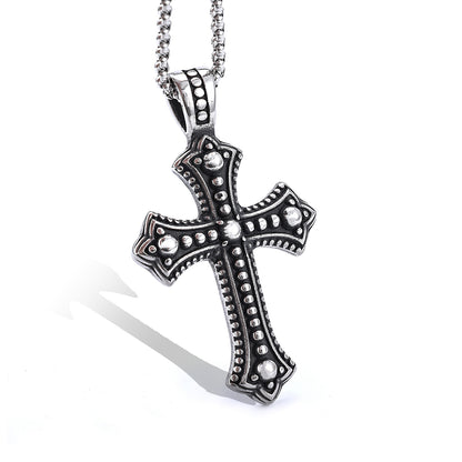Stainless Steel Pendant with Pitted Cross