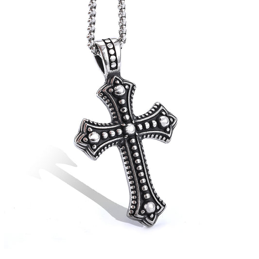 Stainless Steel Pendant with Pitted Cross