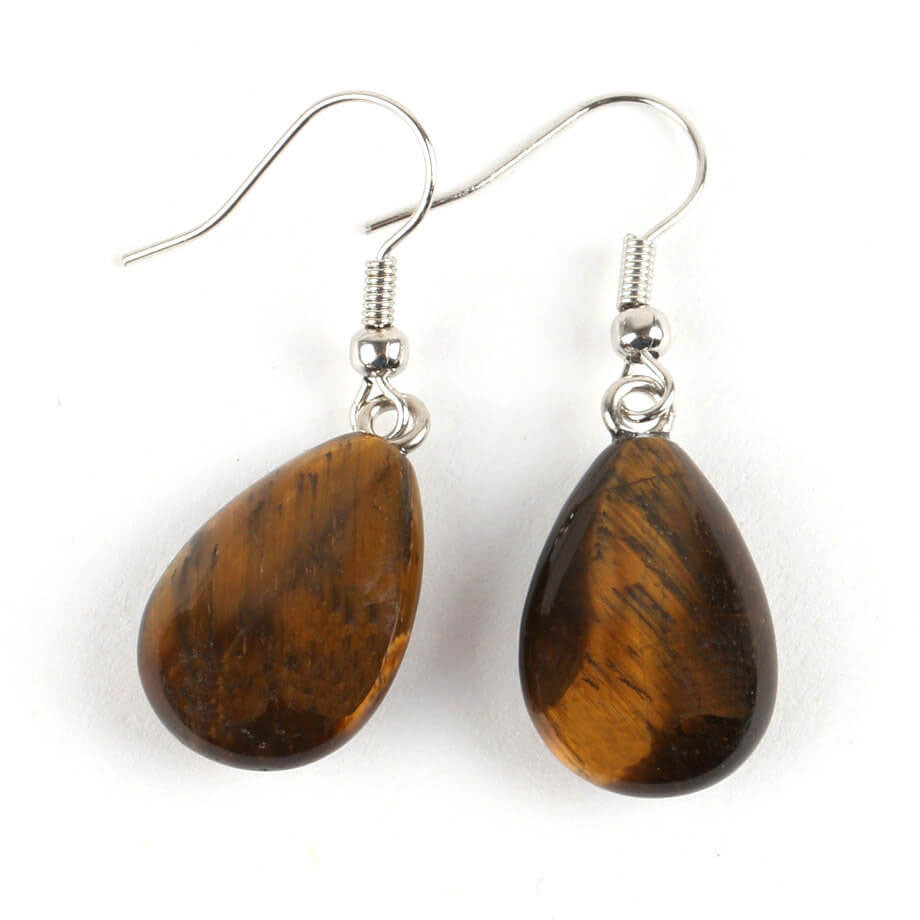 Simple Flat Drop Earrings in Polished Stone