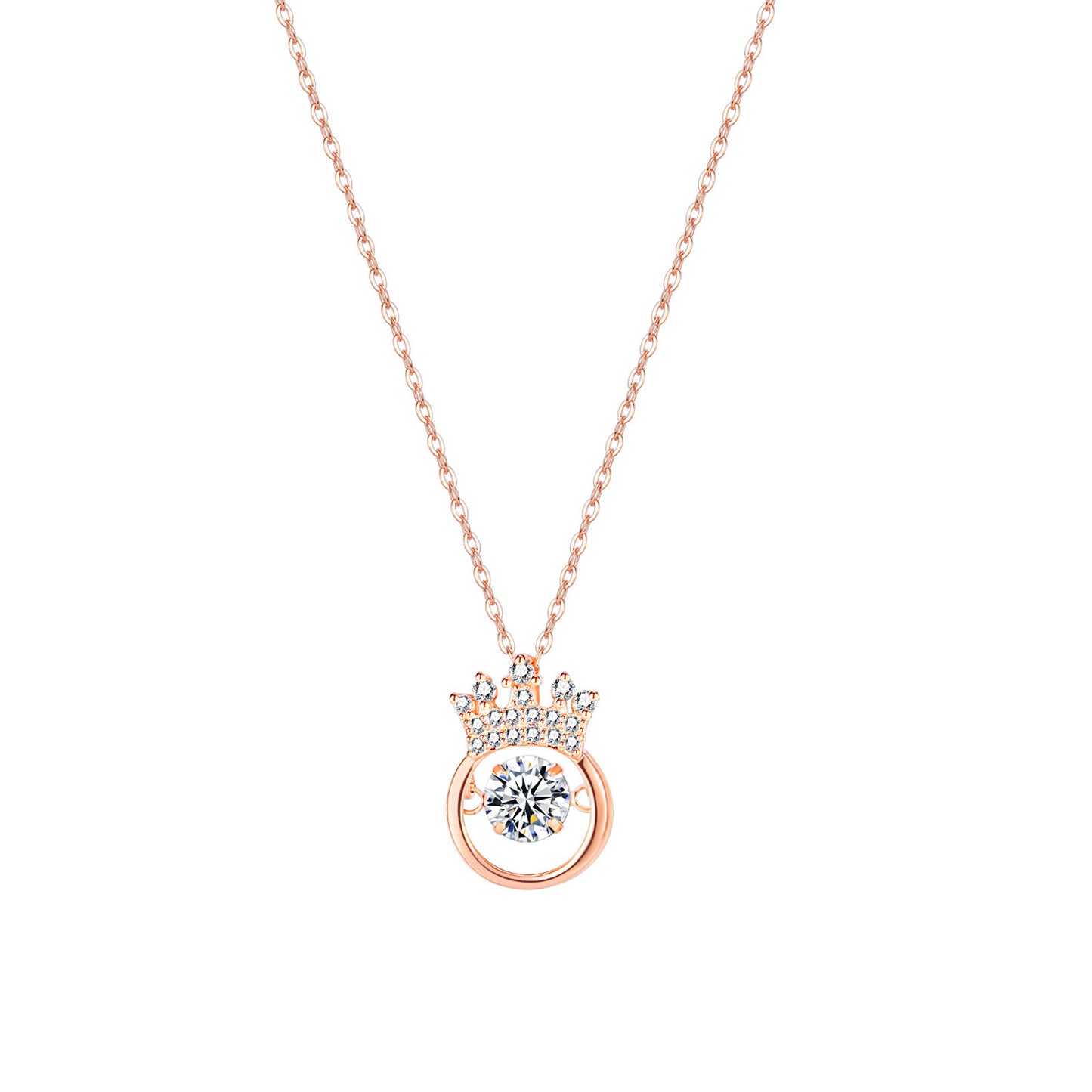 S925 Sterling Silver Crown Zircon Necklace