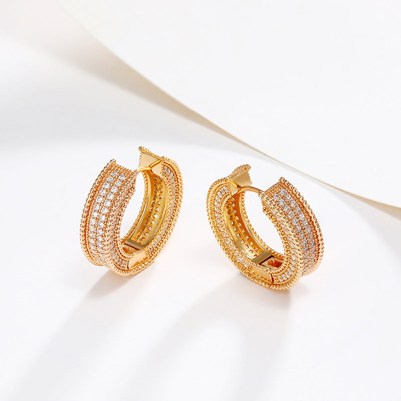 Micropaved Zirconia Round Hoop Earrings
