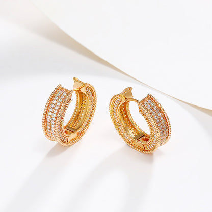 Micropaved Zirconia Round Hoop Earrings
