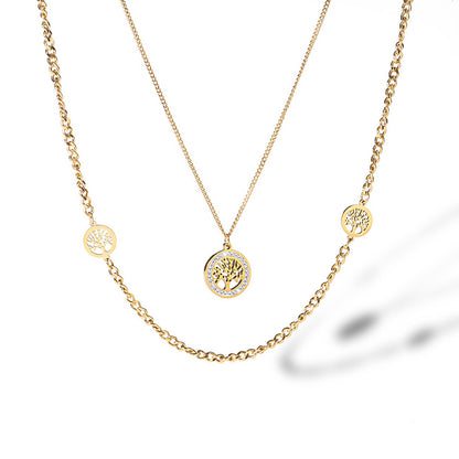 Hollow Life of Tree Halo Pendants Style Chain Necklace