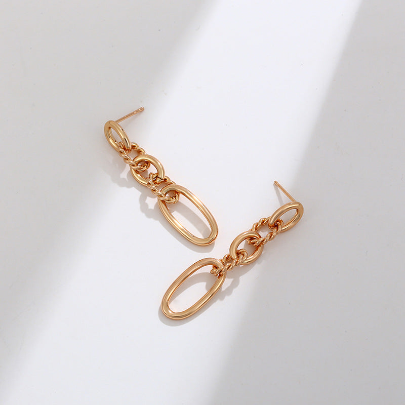 Long Twist Oval Earrings