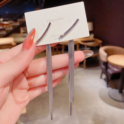 Gold Fringe Long Stylish Simple Earrings Stainless Steel