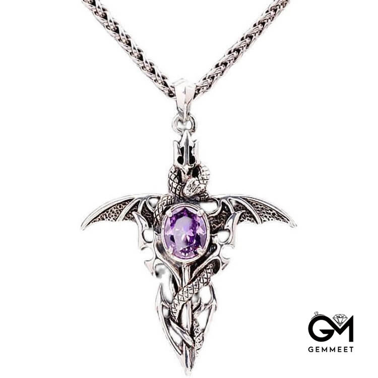 The Dragon Spirit  Amethyst Vintage Necklace