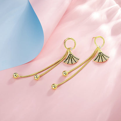 K Gold-plated Fan-shaped Mini Skirt Earrings