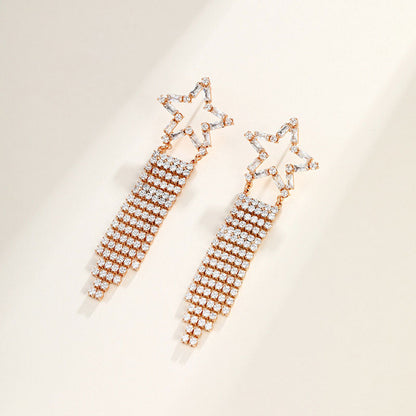 Star Tassel Full Zircon Earrings for Women