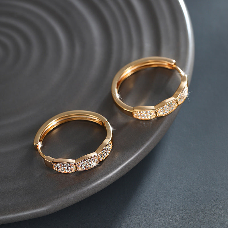 K Gold-plated Micro-studded Zircon Hoop Earrings