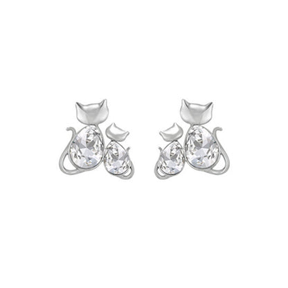 Cute Crystal Kitten Earrings for Women