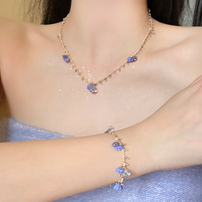 Temperament Violet Colored Stone Necklace