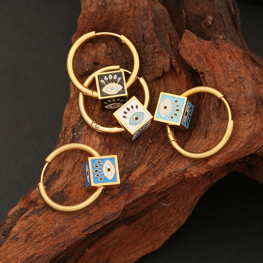 Stainless Steel Dripping Eye Earrings