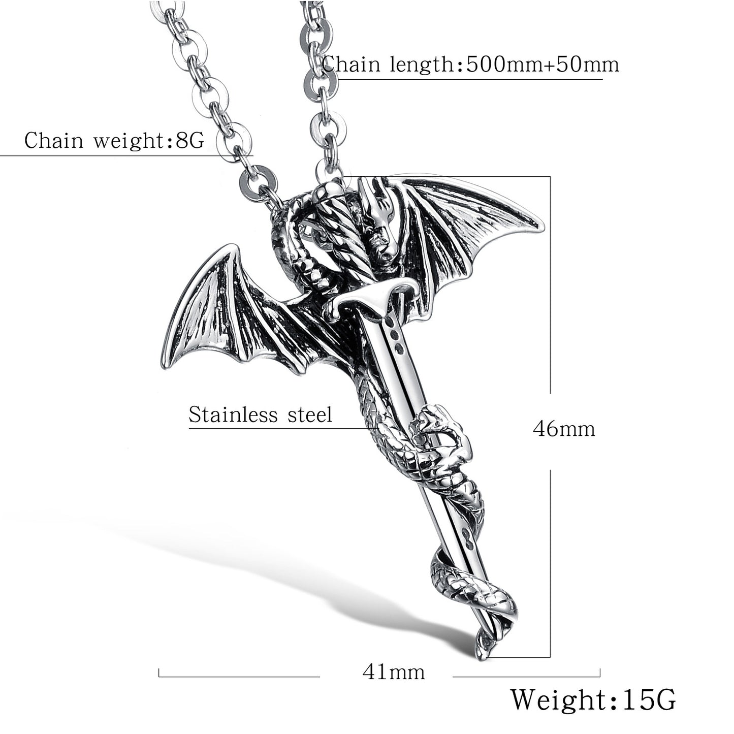 Dragon & Sword Titanium Steel Necklace