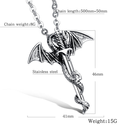 Dragon & Sword Titanium Steel Necklace