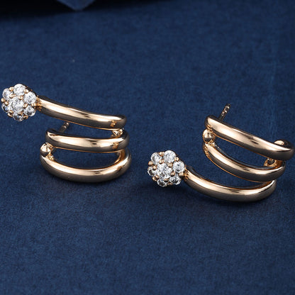 Three-claw Curved Line High-end Earrings