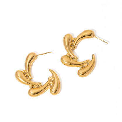 Gold Titanium Molten Steel Drops Rotate Earrings