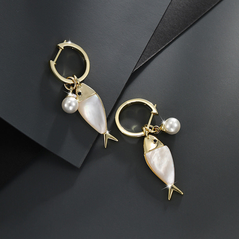 Mother-of-pearl Earrings and Necklace Set Light Luxury Niche Design High