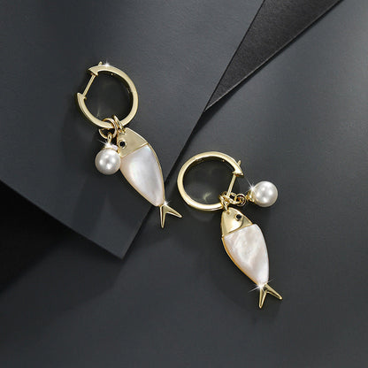 Mother-of-pearl Earrings and Necklace Set Light Luxury Niche Design High