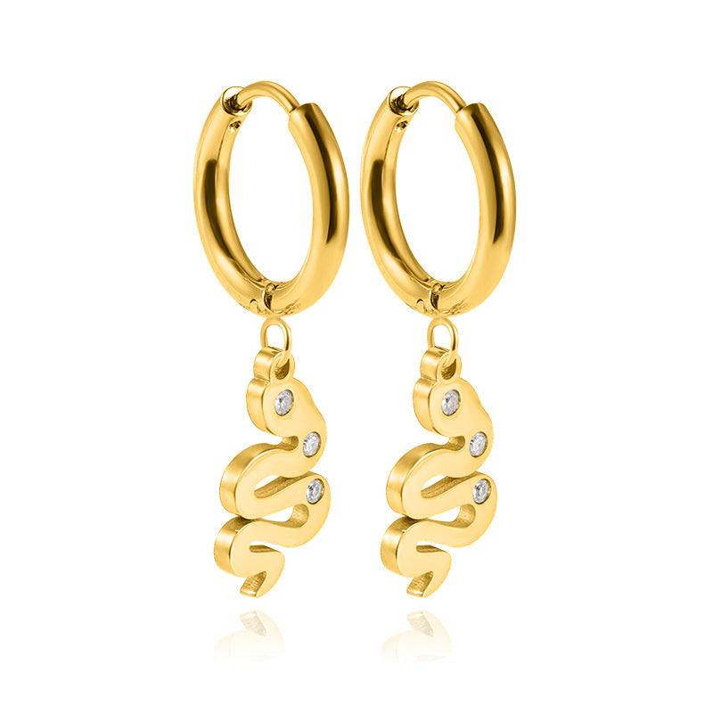 Serpentine Zircon Niche Fashion Commuter Stainless Steel Earrings