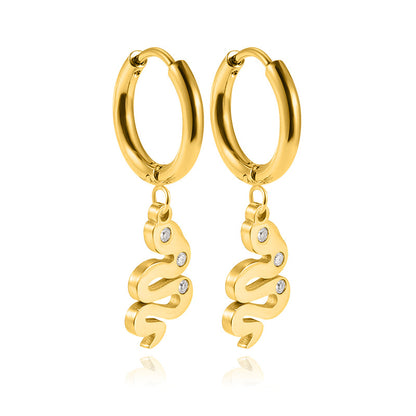 Serpentine Zircon Niche Fashion Commuter Stainless Steel Earrings
