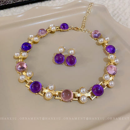 Round Resin Pearl French Vintage Necklace