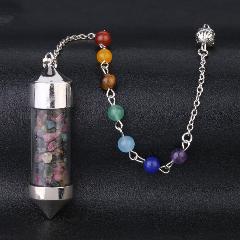 Wishing Bottle Seven-color Stone Cone Pendant