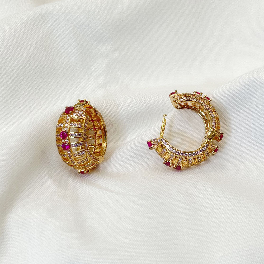 Rose Gold Chunky Hollow Inaild Zircon Earrings