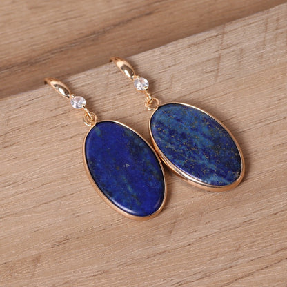 Lapis Lazuli Oval Drop Earrings