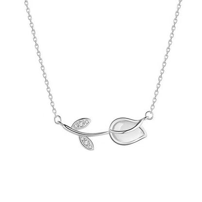 S925 Sterling Silver Tulip Light Luxury Temperament High Sense Necklace