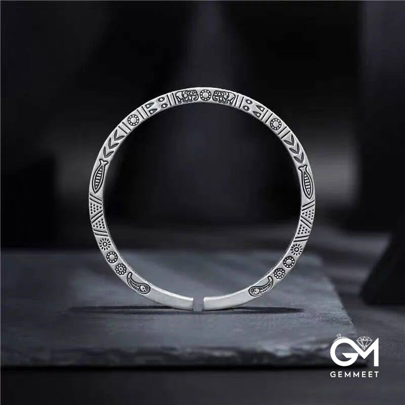 Simple Retro Style Totem Open Bracelet