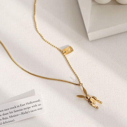 Simple Mechanical Rabbit Titanium Steel Necklace