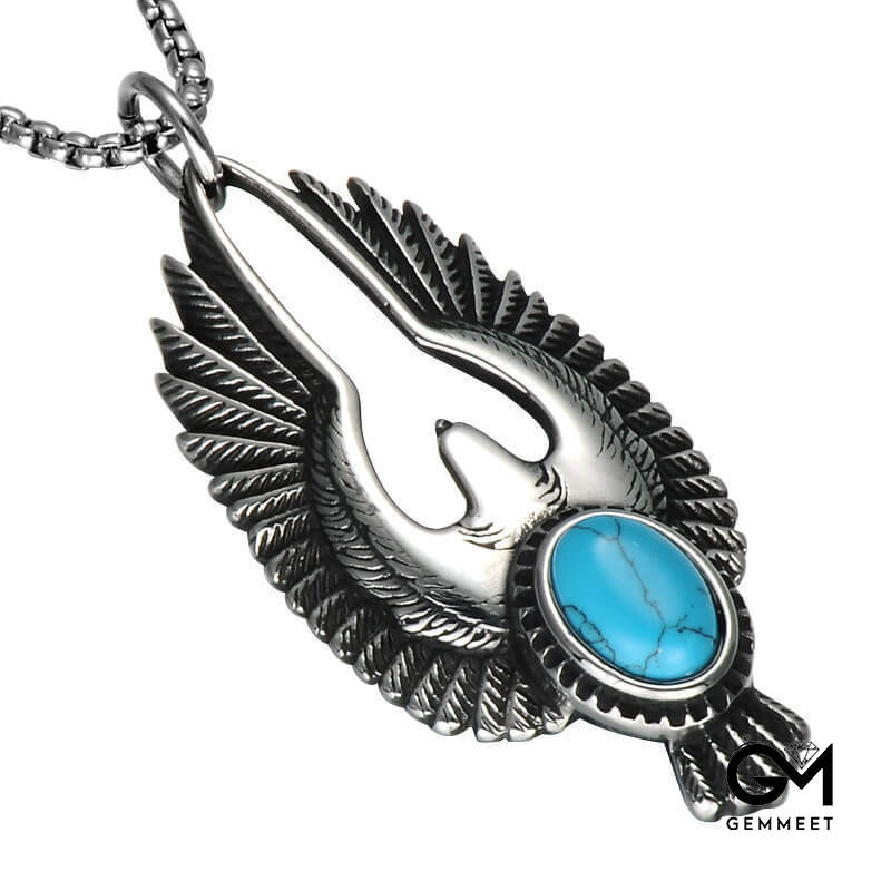 Blue Turquoise Eagle Pendant Necklace