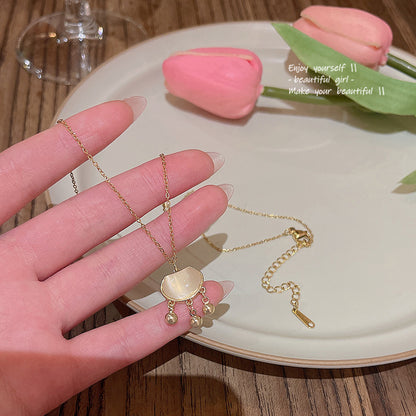 Light Luxury Niche Cat's Eye Ruyi Long Life Lock Titanium Steel Necklace